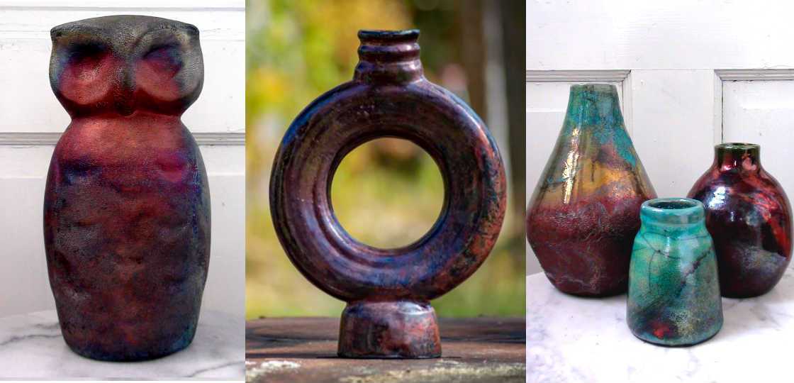 Beautiful collection of raku pottery art